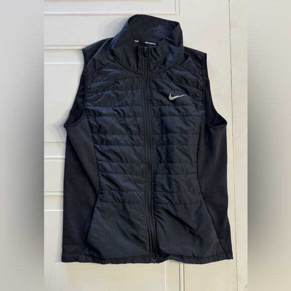 Nike Jackets & Blazers - Black Nike Running Quilted Collared Jacket Vest Womens Size Large L